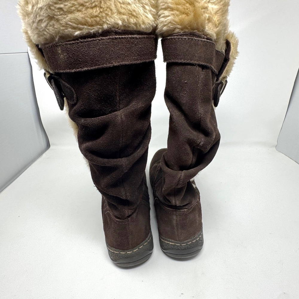 BareTraps Emilse Boots Womens 10M Brown Suede Faux Fur Winter Slouchy Boho Chic - Picture 5 of 10